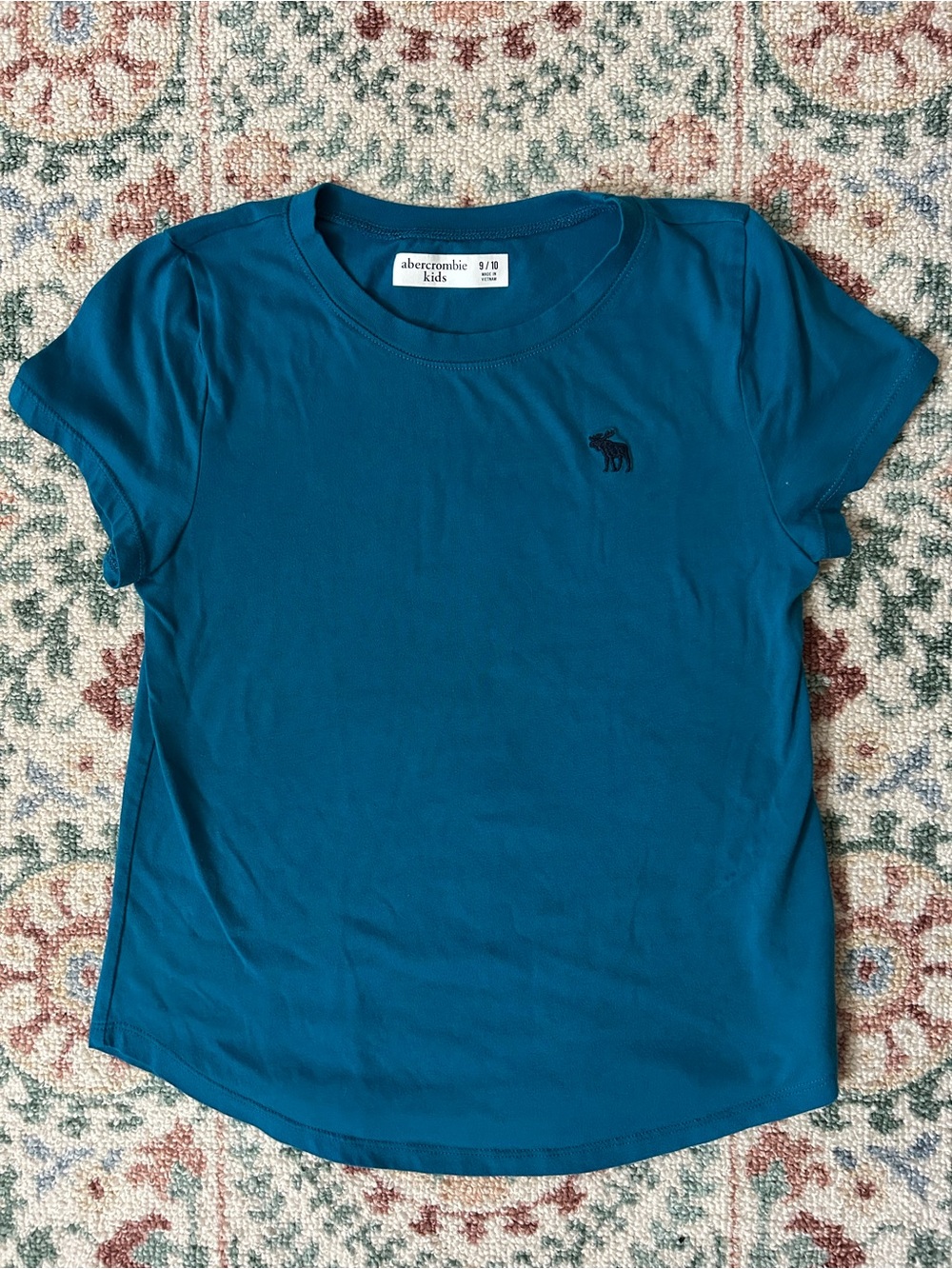 abercrombie kids Teal Crew Neck Tee with Embroidered Logo